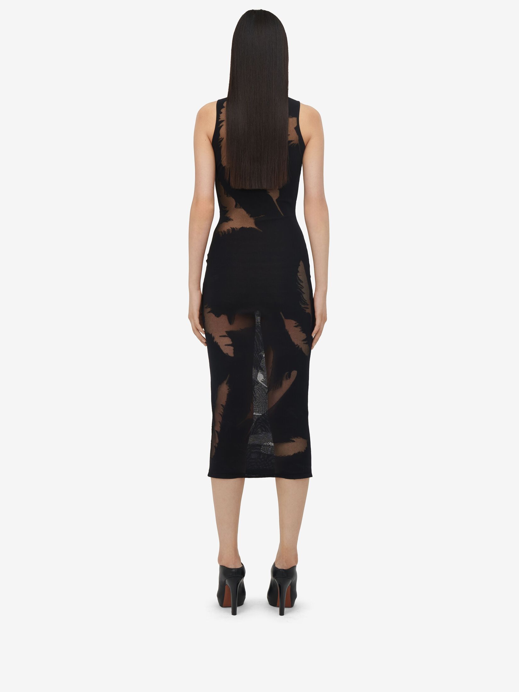 Alexander Mcqueen Embroidered Silk Dress In Black