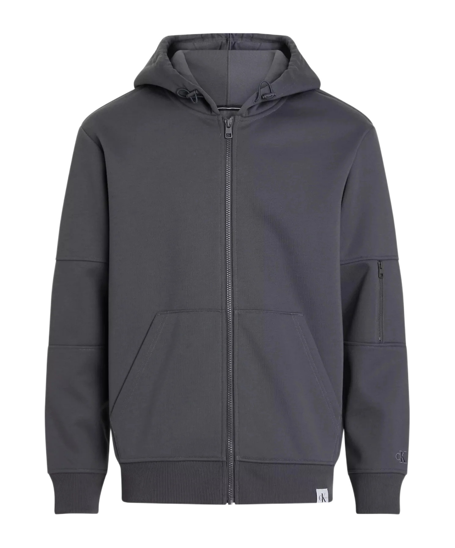 Calvin Klein Woven Tab Zip-up Track Jacket In Black