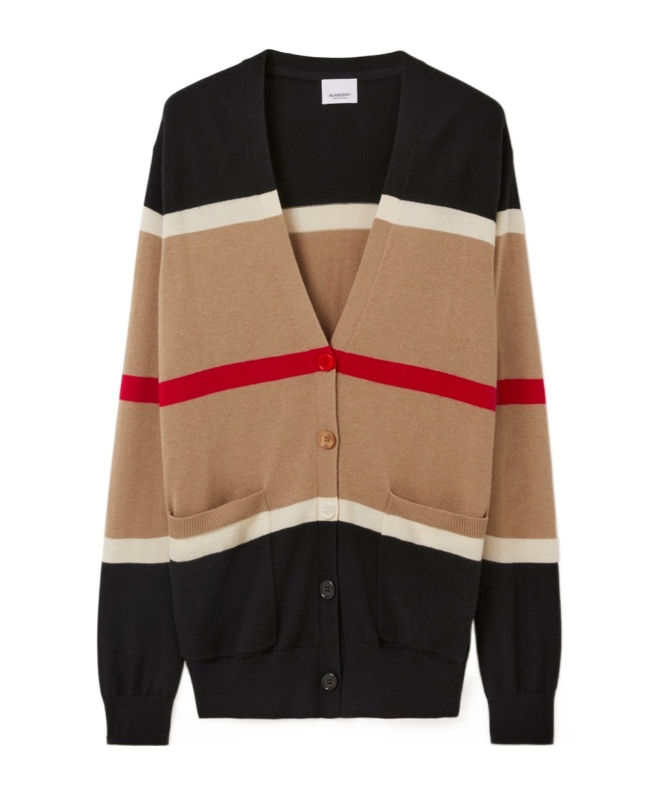 BURBERRY ICON STRIPE KNITTED CARDIGAN