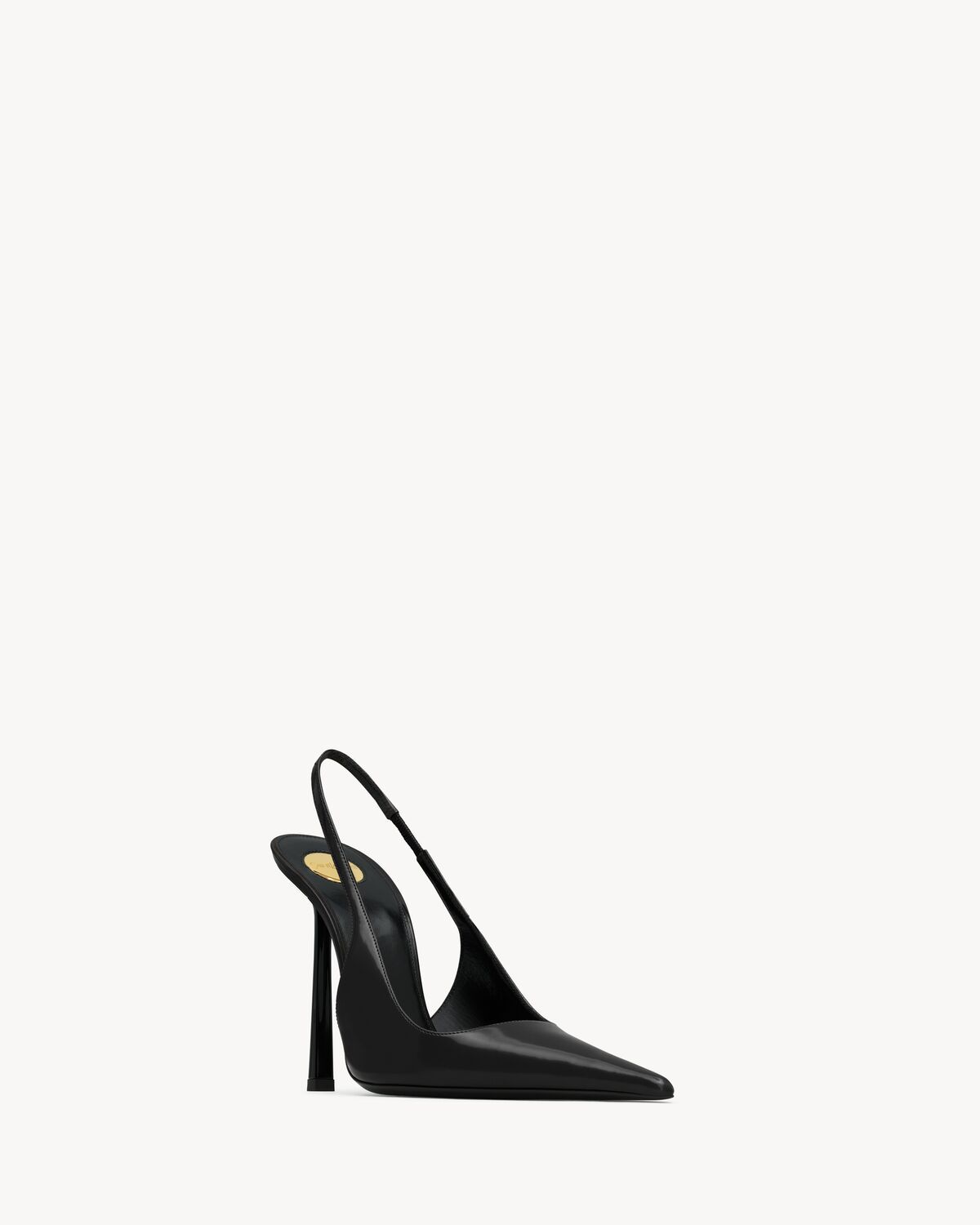 Saint Laurent Vendome Slingback Pumps In Glazed Leather In Black