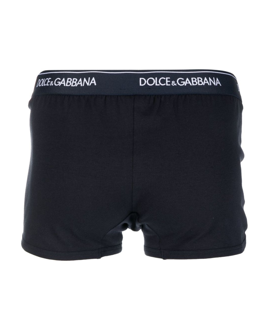 Dolce & Gabbana Set Of Two Cotton Boxers With Logoed Elastic Band In Blue