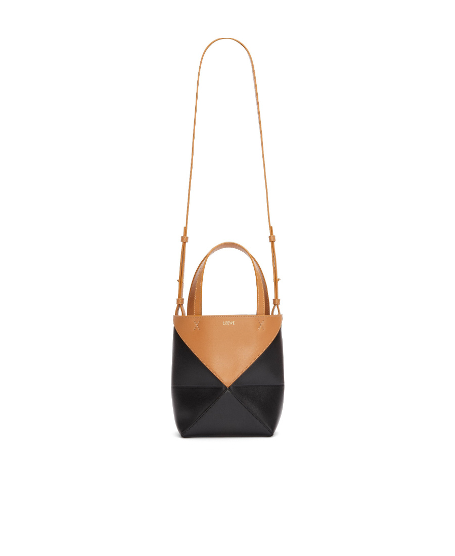 Loewe Mini Desert Tones Geometric Leather Tote In Orange