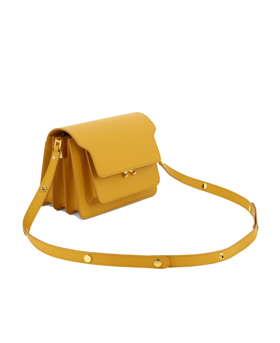 Marni Trunk Leather Shoulder Bag In Yellow