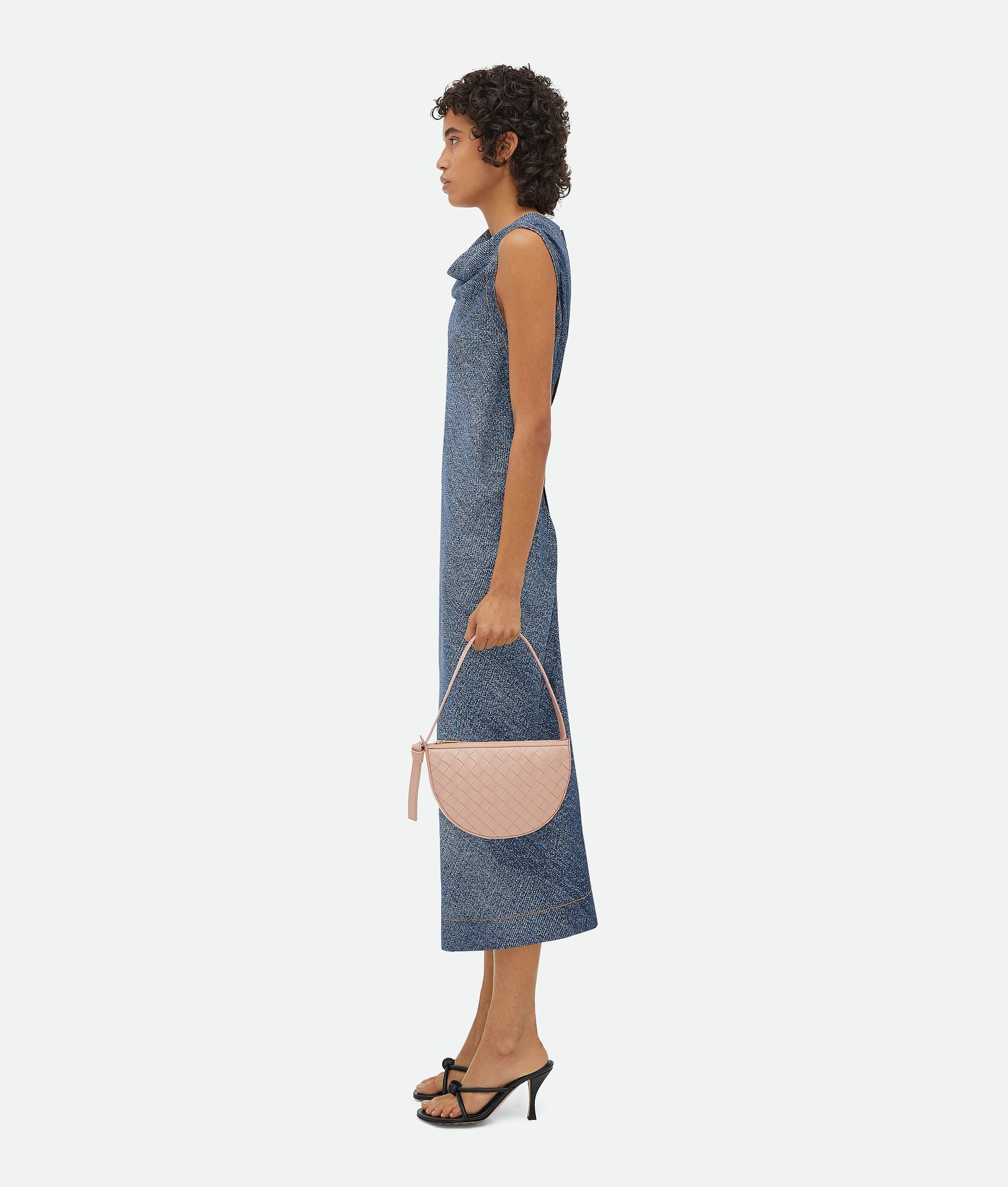Bottega Veneta Half Moon Leather Shoulder Bag In Nude
