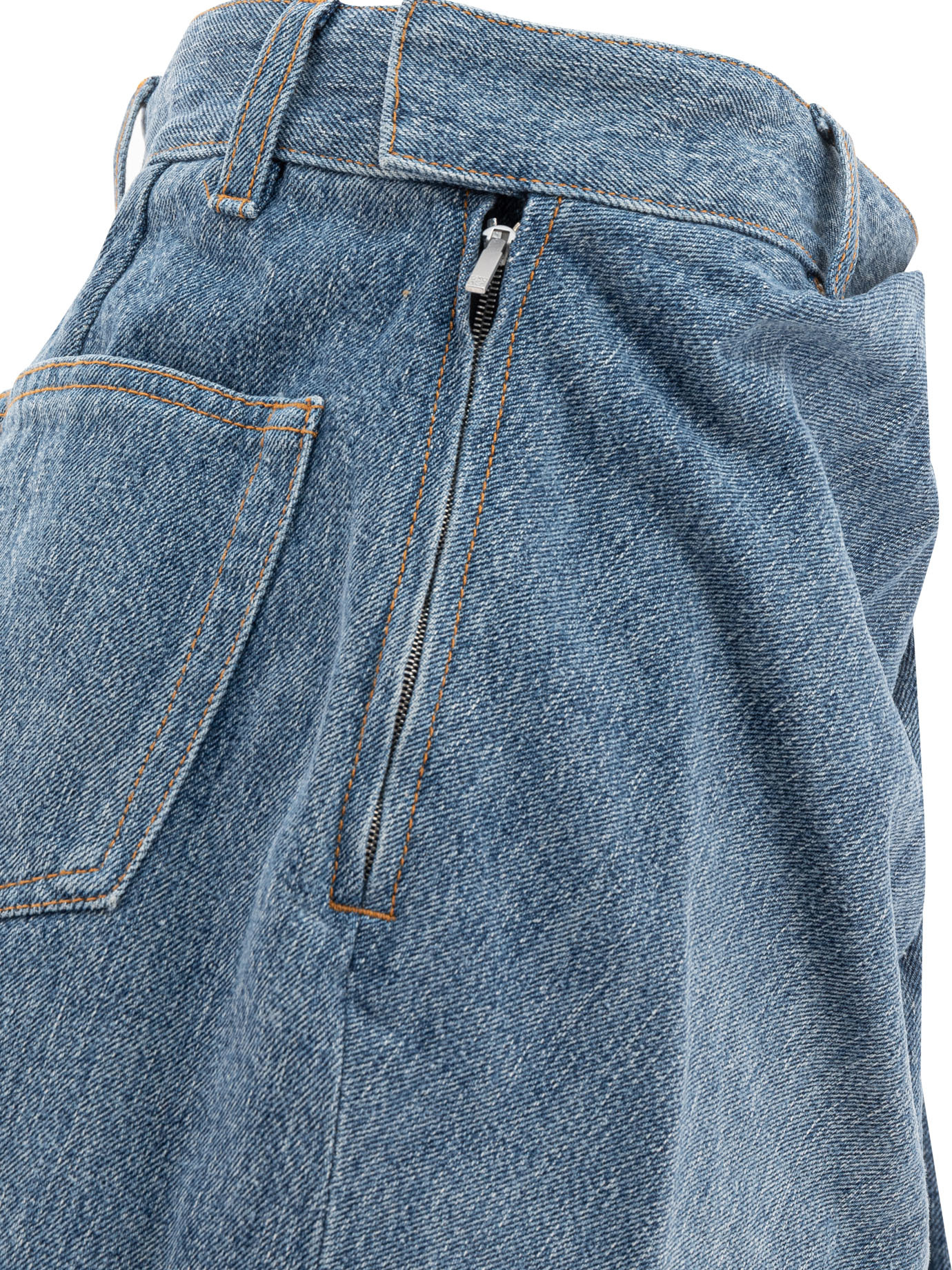Loewe Draped Denim Mini Skirt In Blue