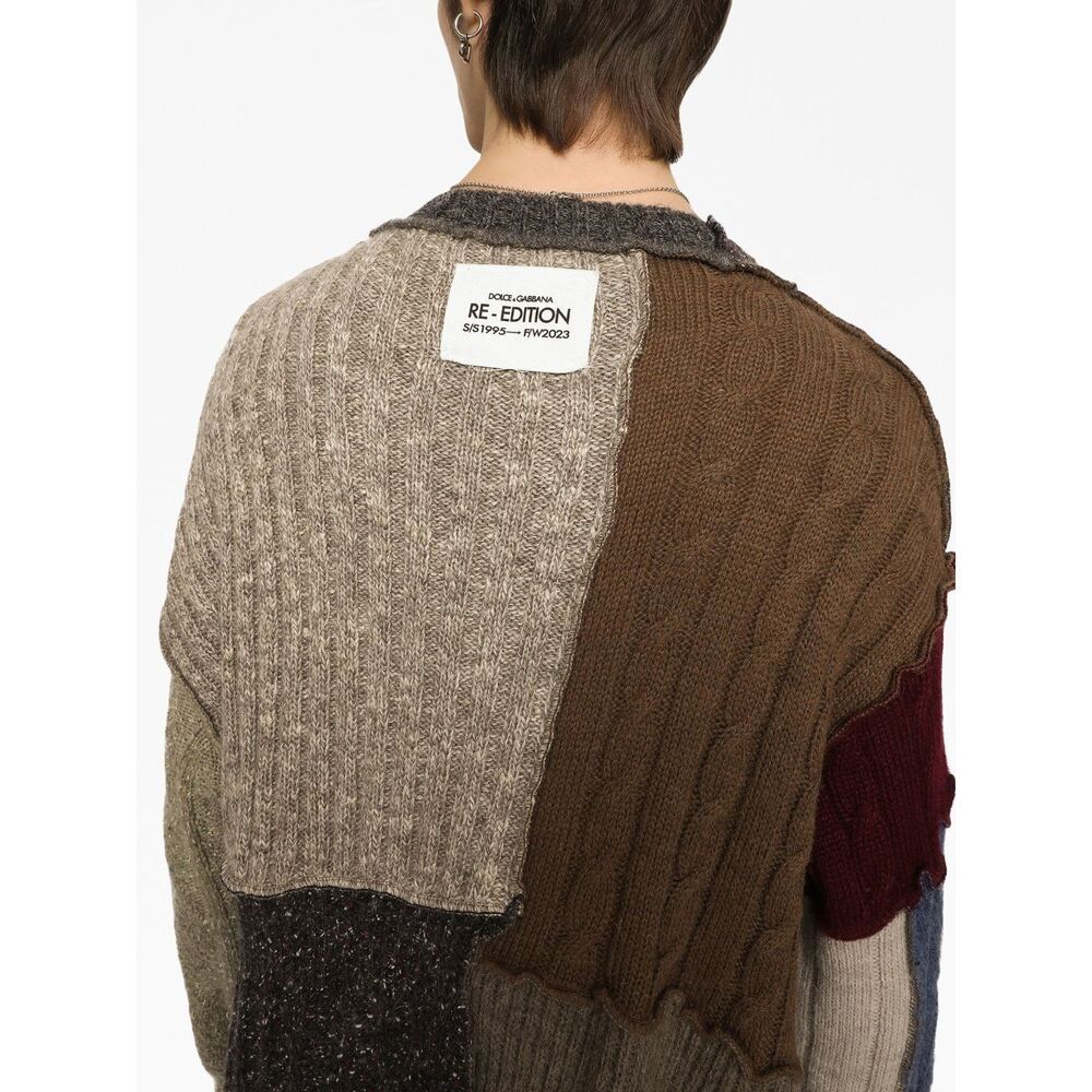 Dolce & Gabbana Patchwork Distressed Cardigan In Black