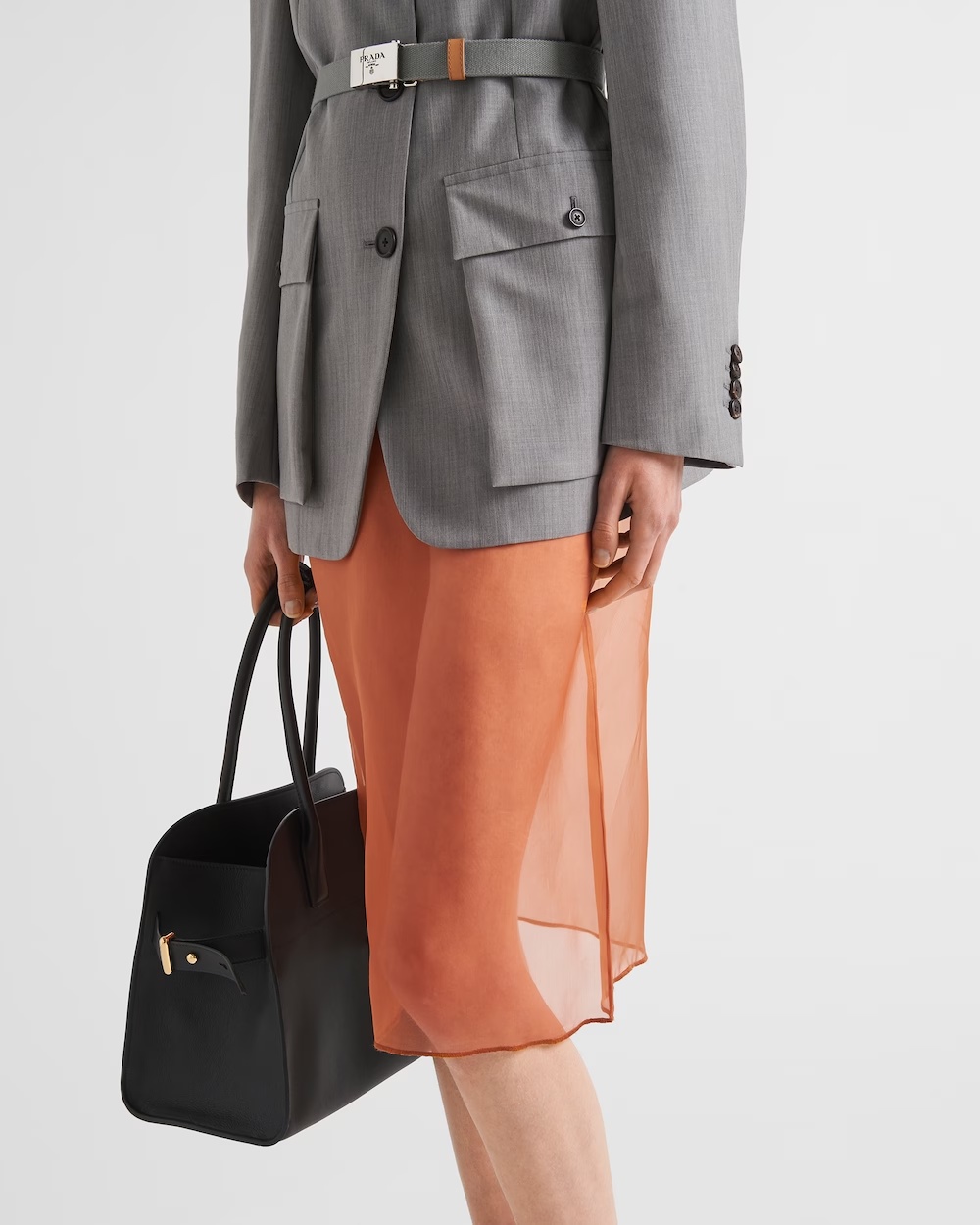 PRADA ORGANZA MIDI-SKIRT 