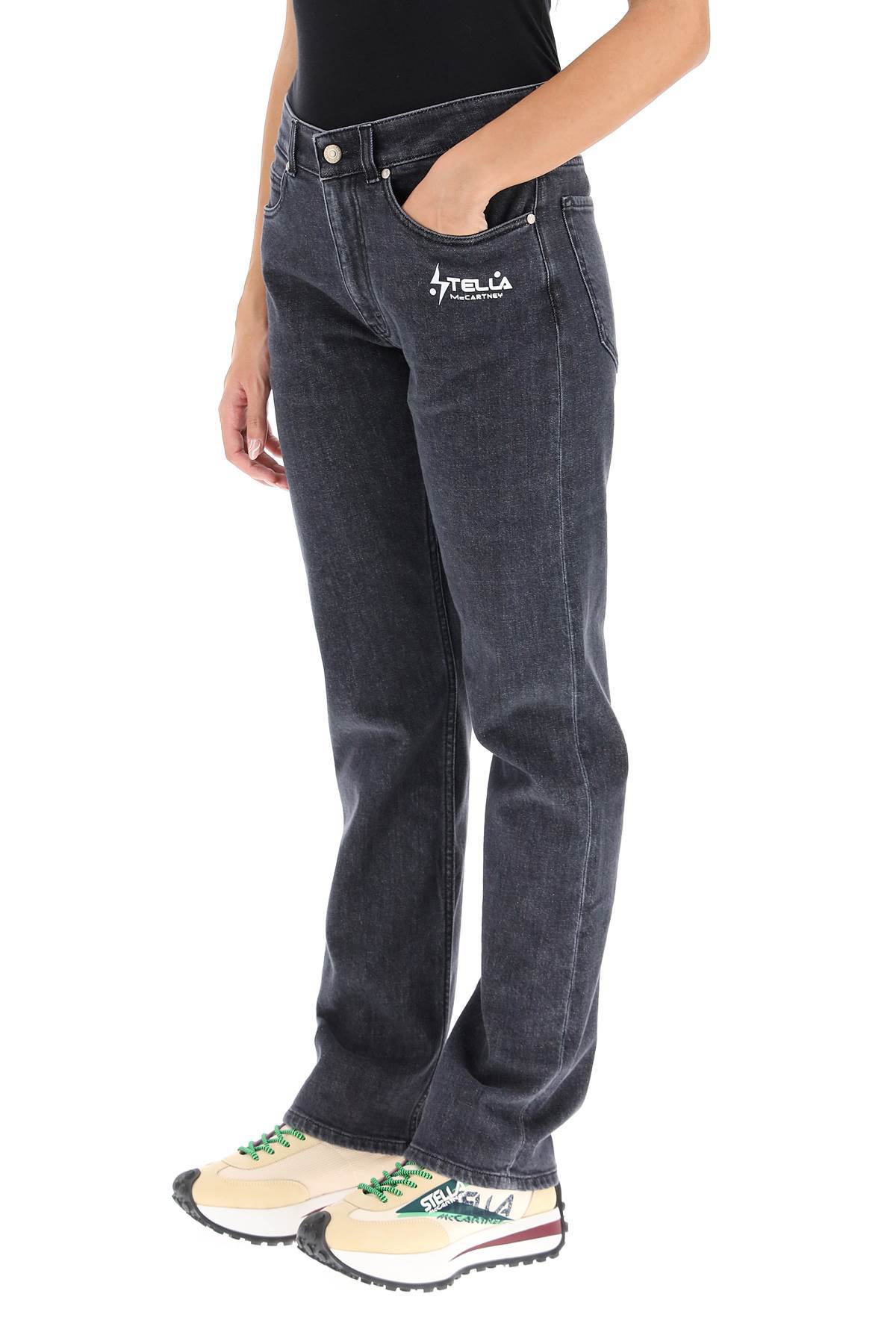 Stella Mccartney Straight-leg Logo-print Jeans In Black