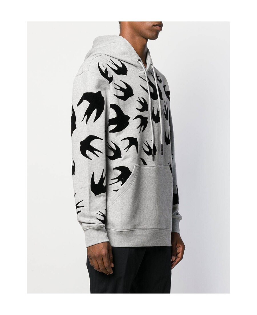 Mcq By Alexander Mcqueen Flock Swallow Hoodie In Gray