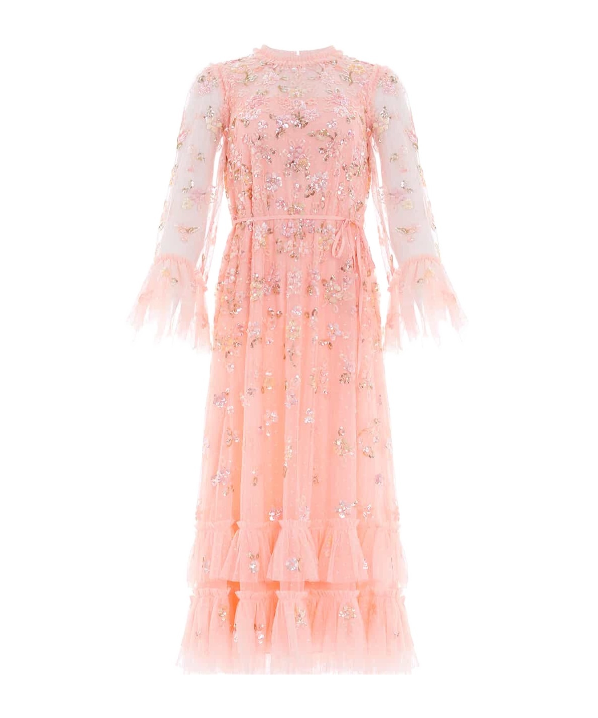 NEEDLE & THREAD SEQUIN BLOOM TULLE MIDI DRESS