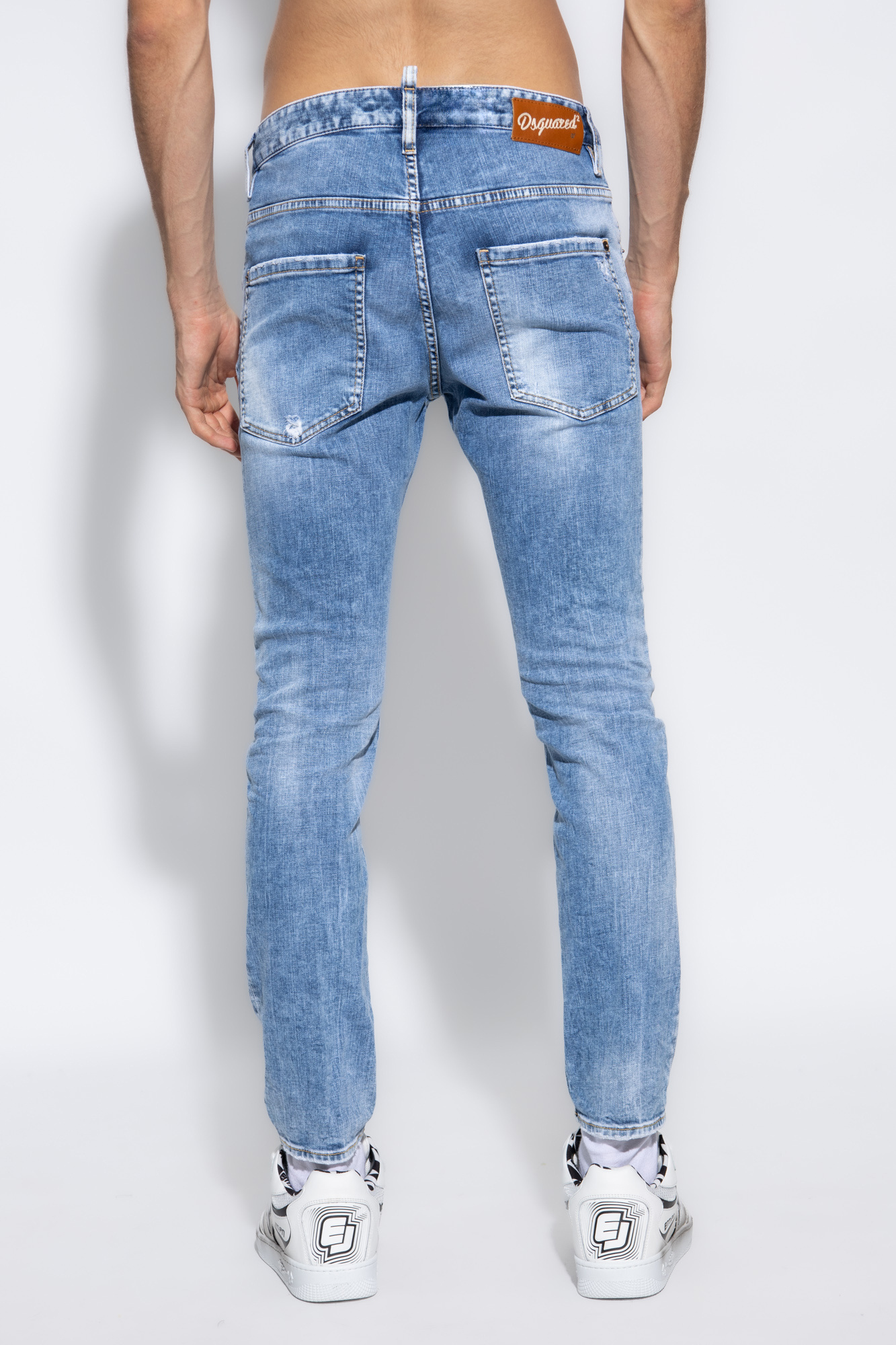 Shop Dsquared2 Logo-patch Mid-rise Skinny Jeans In Blue