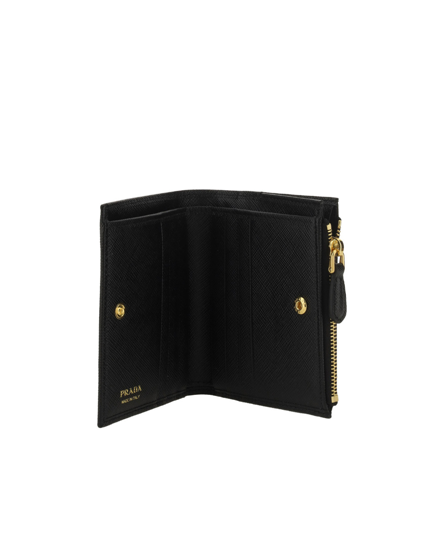 Prada Triangle-logo Saffiano Leather Wallet In Black