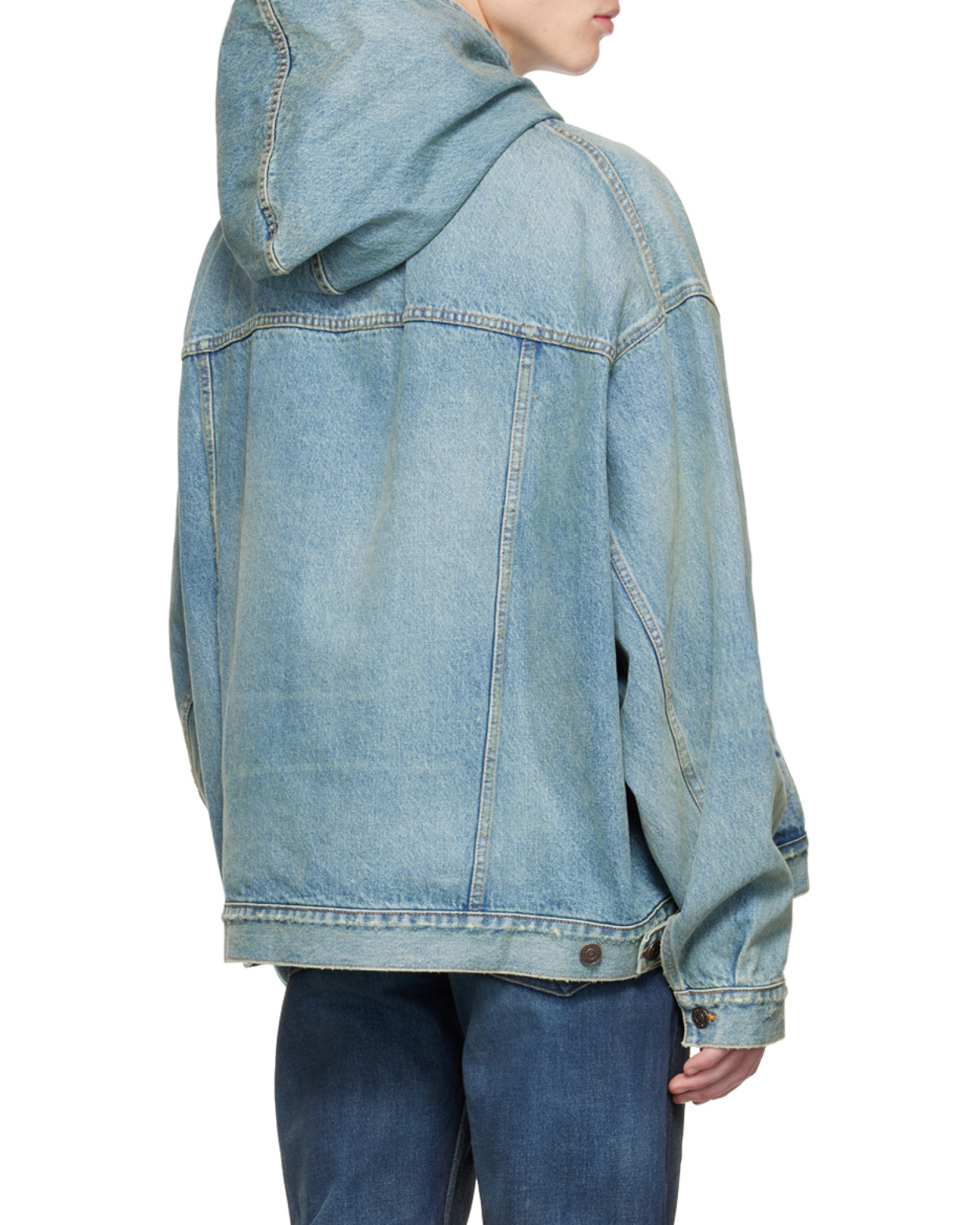 Balenciaga Washed-effect Denim Jacket In Blue