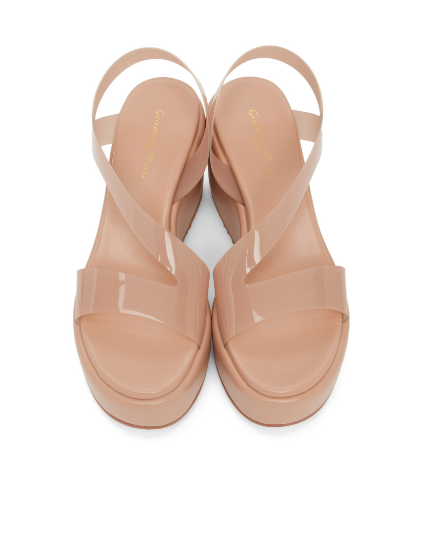 Gianvito Rossi Plexi Napa Wedge Platform Sandals In Nude