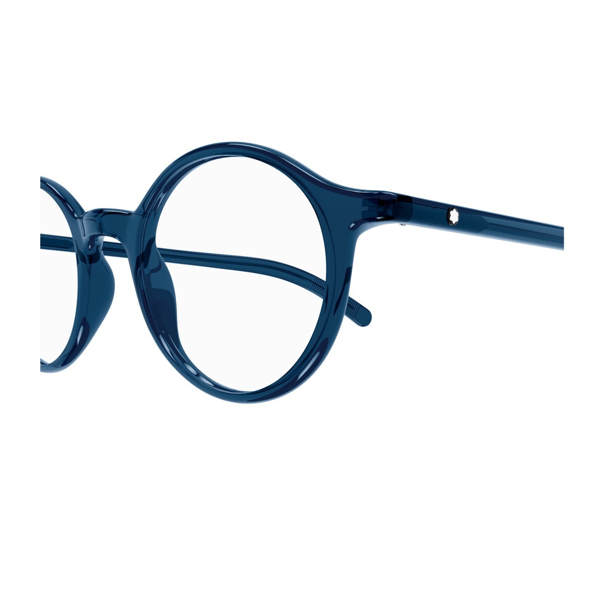 Montblanc Mb0350o Linea Snowcap 004 Blue Transparent Glasses In Blue