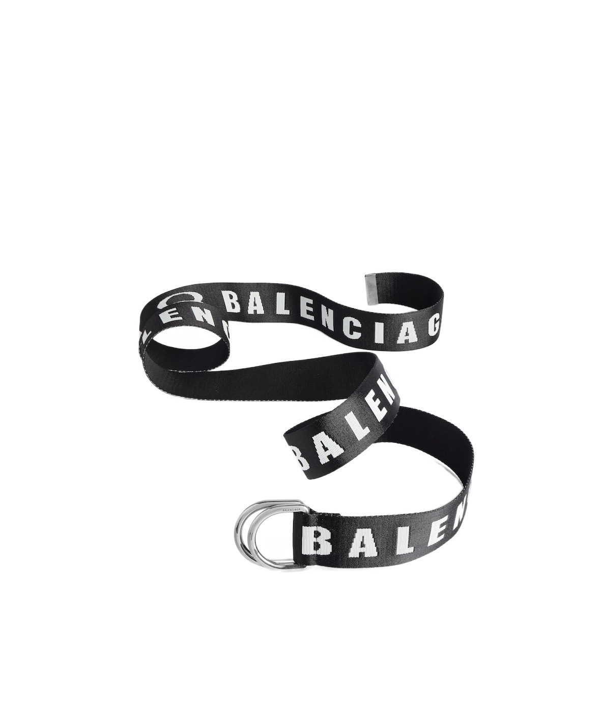Balenciaga Logo-lettering Double-ring Belt In Black