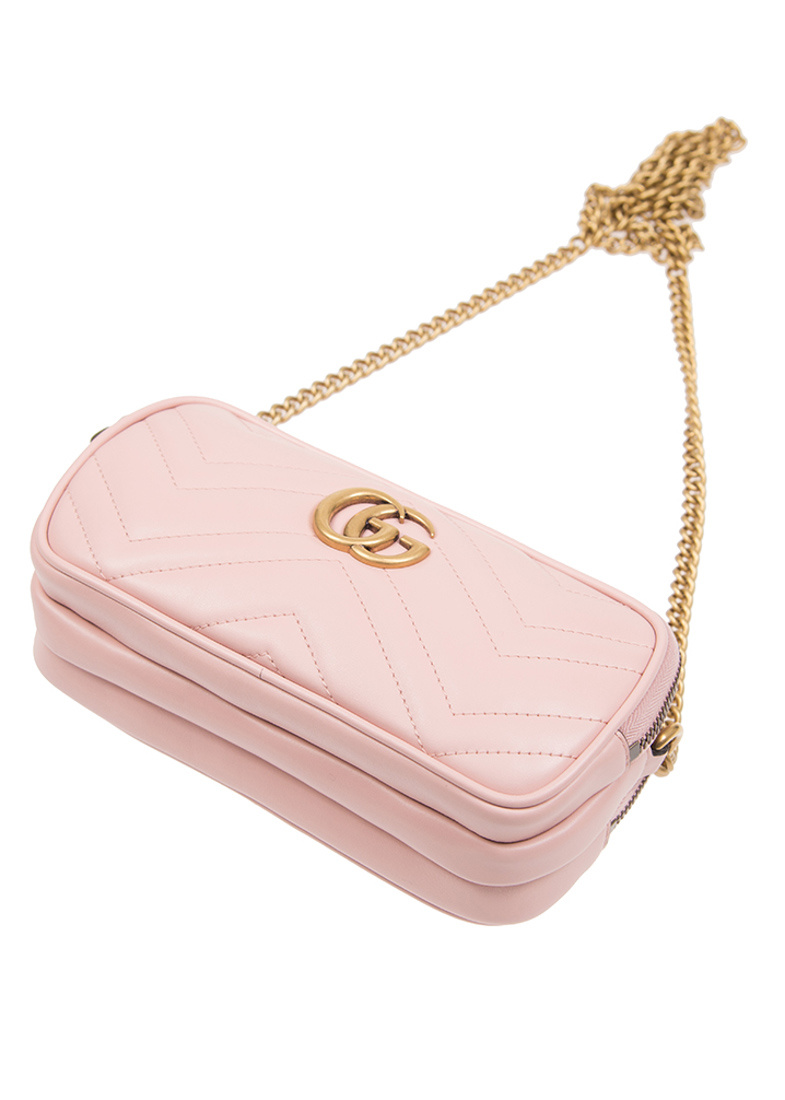 Gucci Gg Marmont Mini Chain Strap Shoulder Bag In Nude