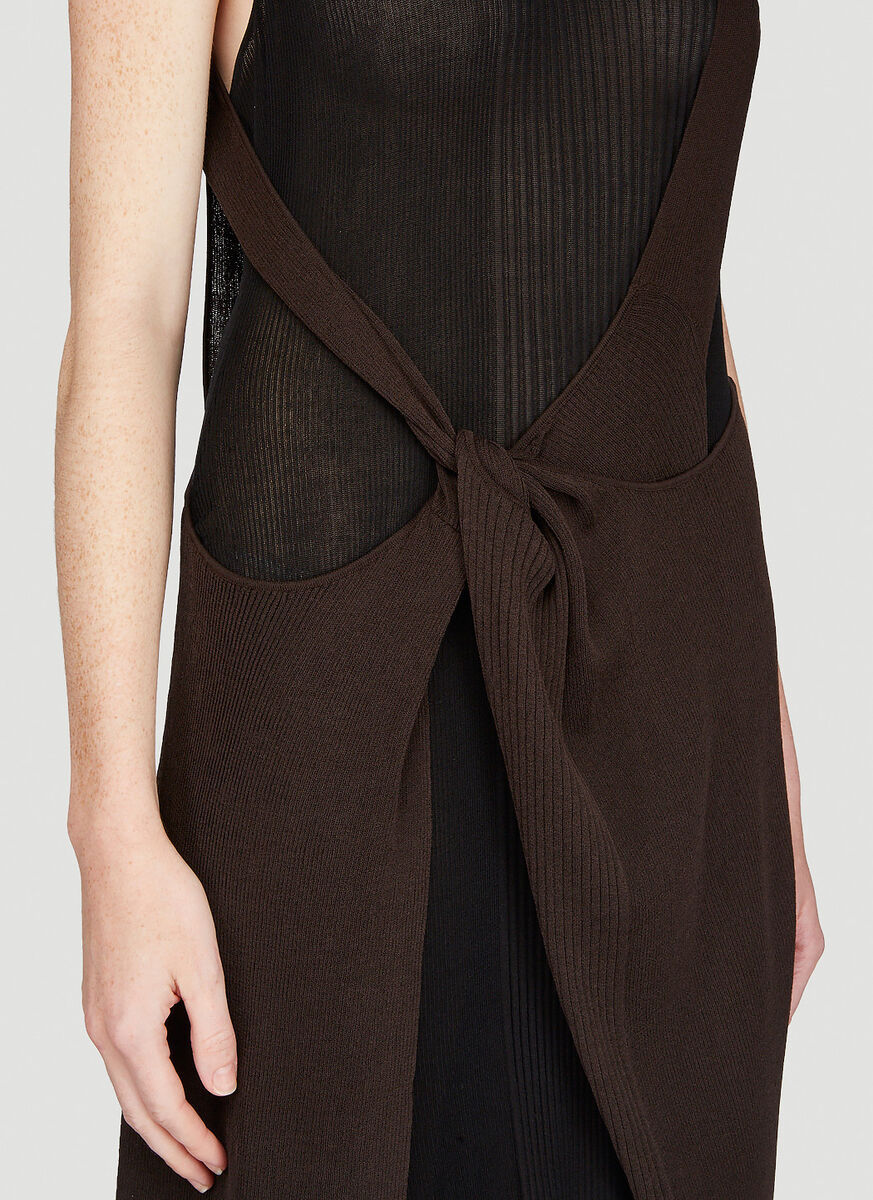 Bottega Veneta Bicolour Sheer Rib-knit Dress In Black