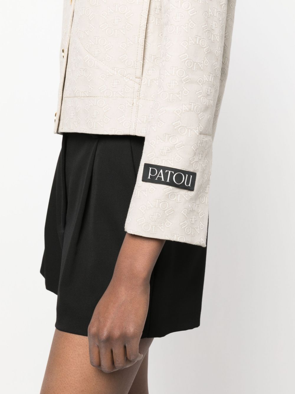 Patou Cropped Stitched Blazer With Long Sleeves In White
