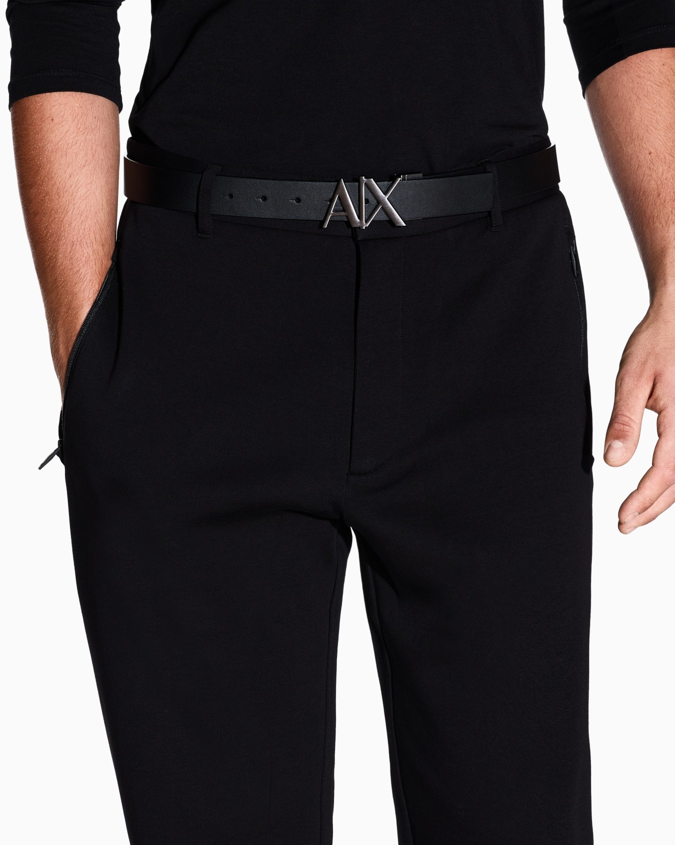 Armani Exchange Zipper Pocket Slacks In Blue