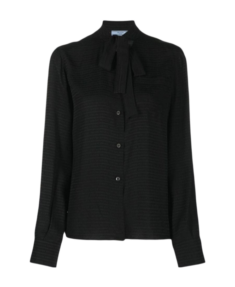 Prada Long-sleeved Shirt In Black
