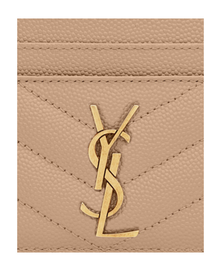 Saint Laurent Monogram Quilted Cardholder In Nude