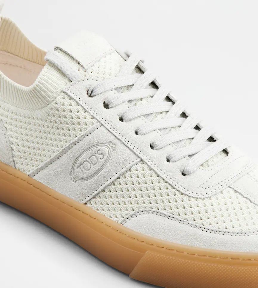 Tod's Suede-panelled Low-top Sneakers In White