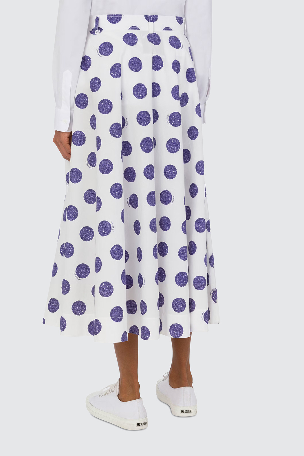 Moschino Biro Polka Dots Poplin Skirt In White