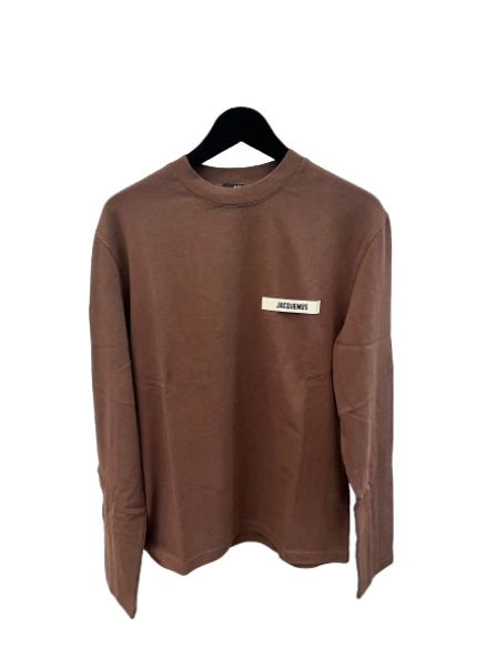 Jacquemus Basic Crew Neck T-shirt With Long Sleeves In Brown