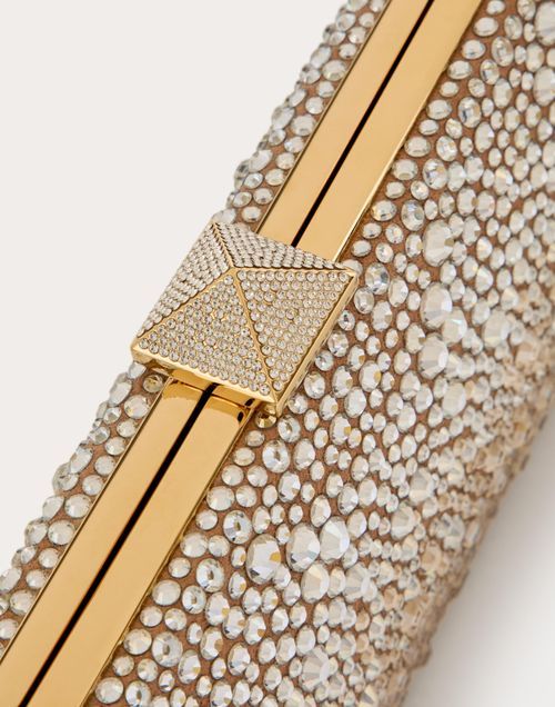 Valentino Carry Secrets Rhinestone-embellished Clutch Bag In Beige/crystal