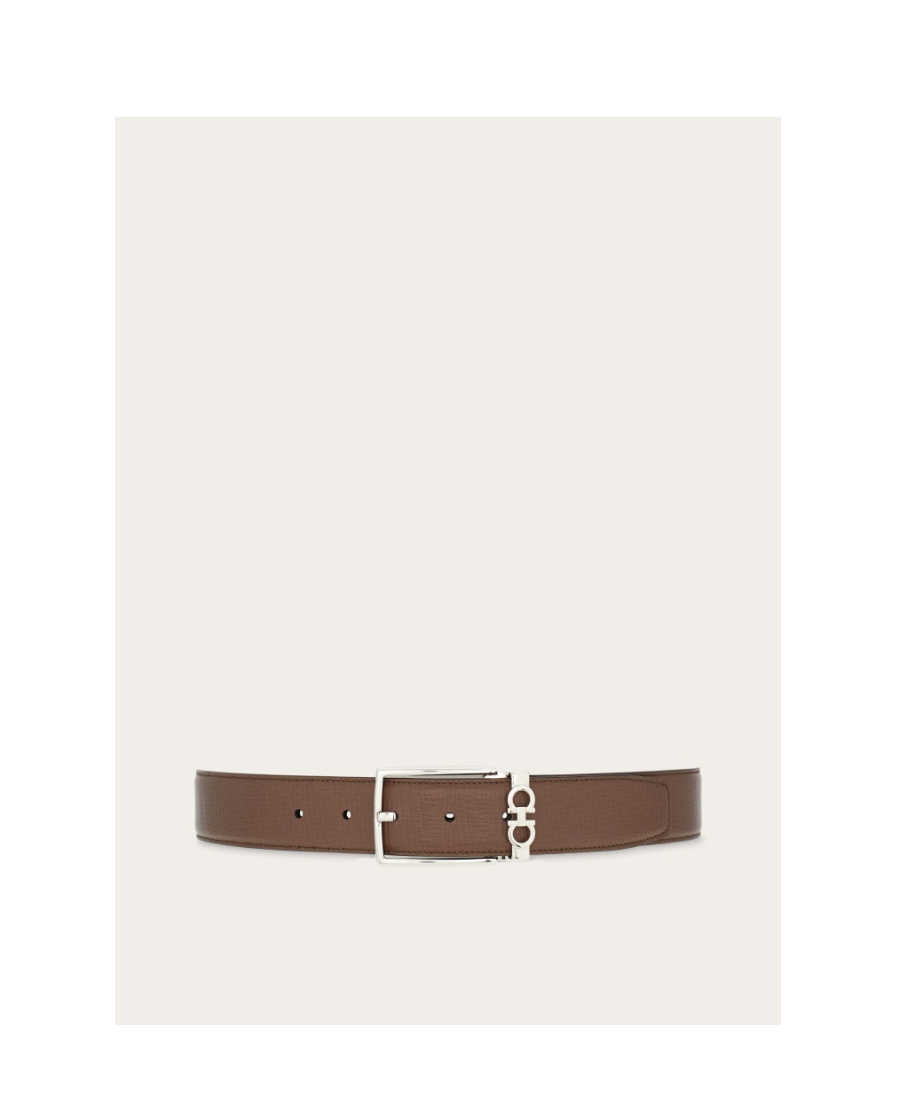 Ferragamo Double-sided Gancini Belt In Black