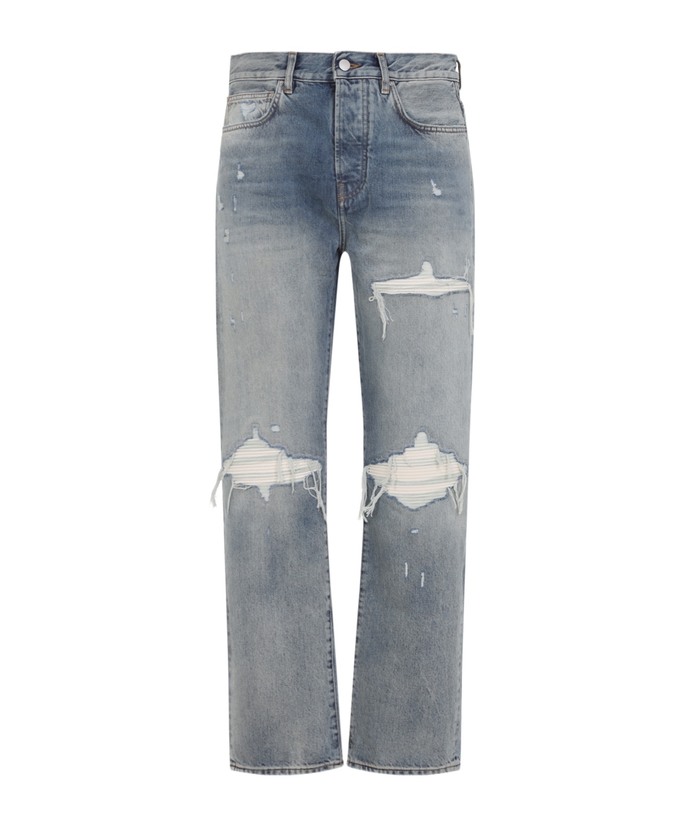 Amiri Straight Leg Mid-rise Distressed Trousers