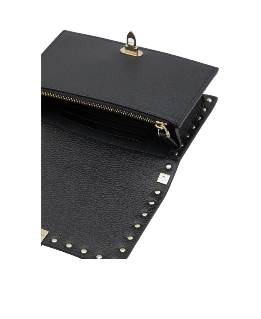 Valentino Garavani Mini Black Leather Bag With Golden Metal Studs Women