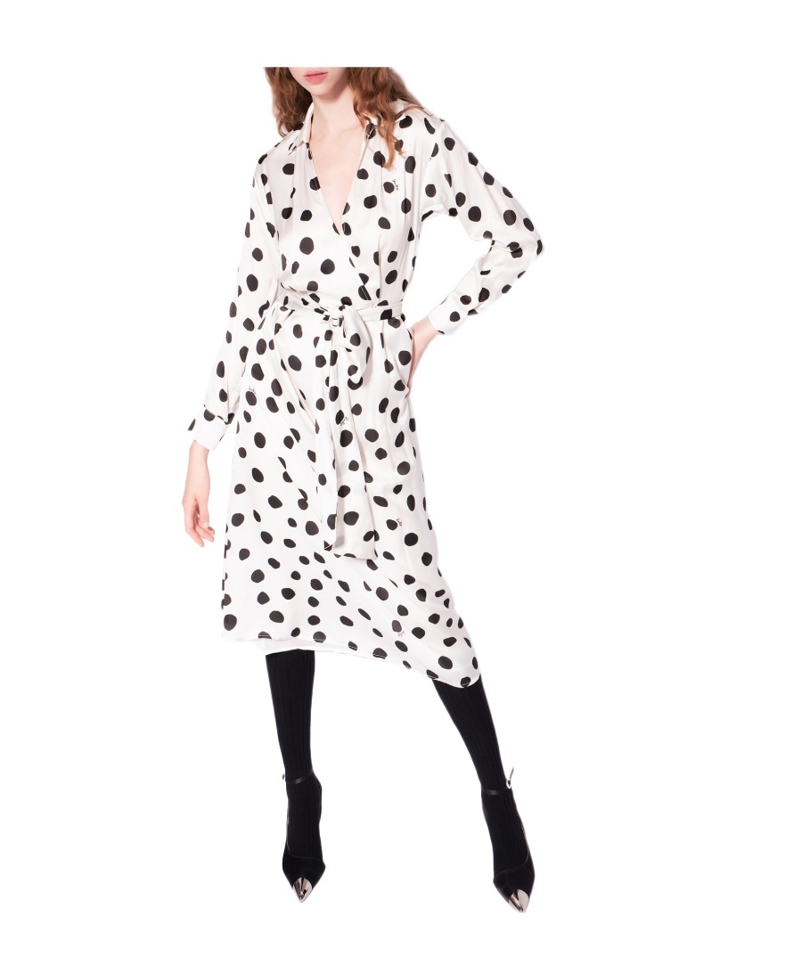 Pinko Polka Dot-print Midi Shirt Dress In White