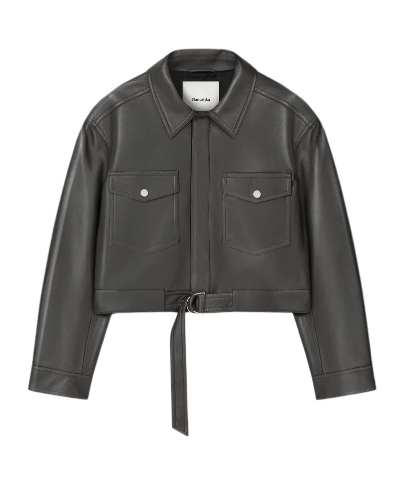 Nanushka Long-sleeved Leather Jacket In Black