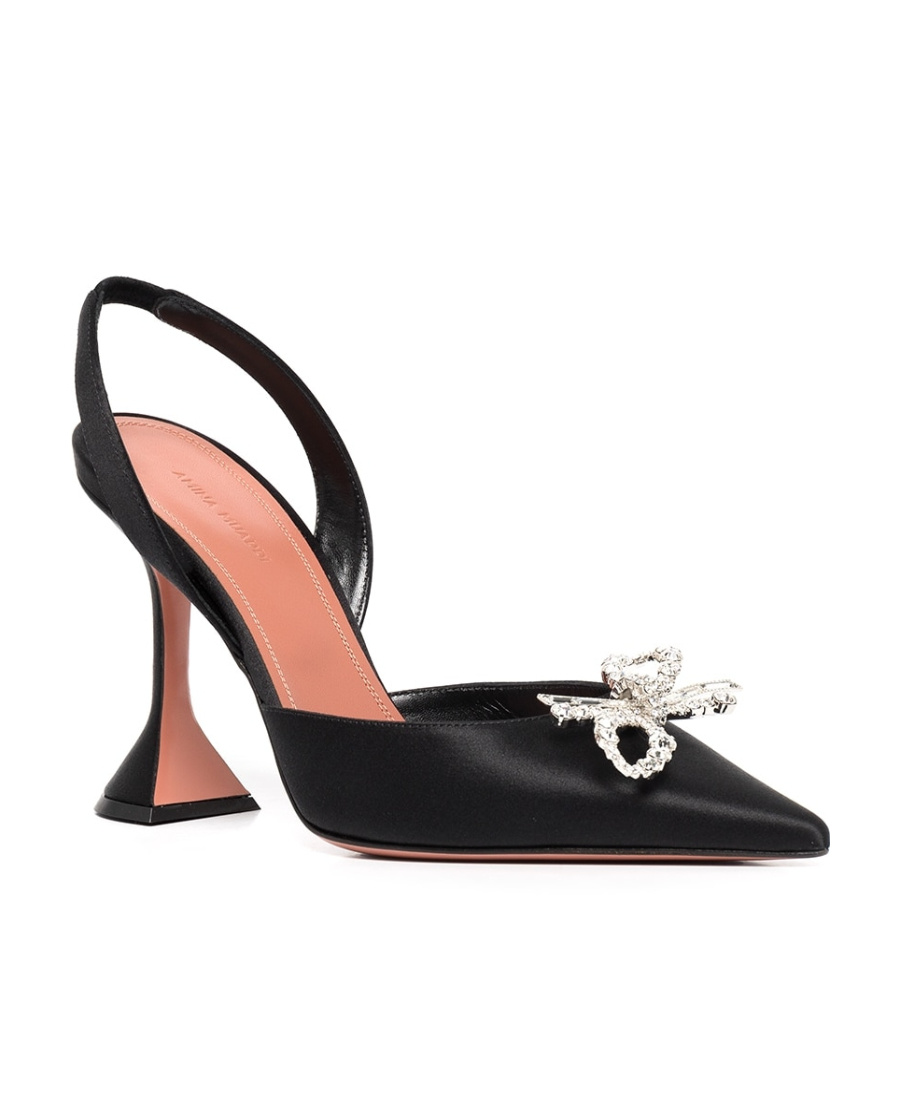 Amina Muaddi Rosie Crystal-embellished Satin Slingback Pumps In Black