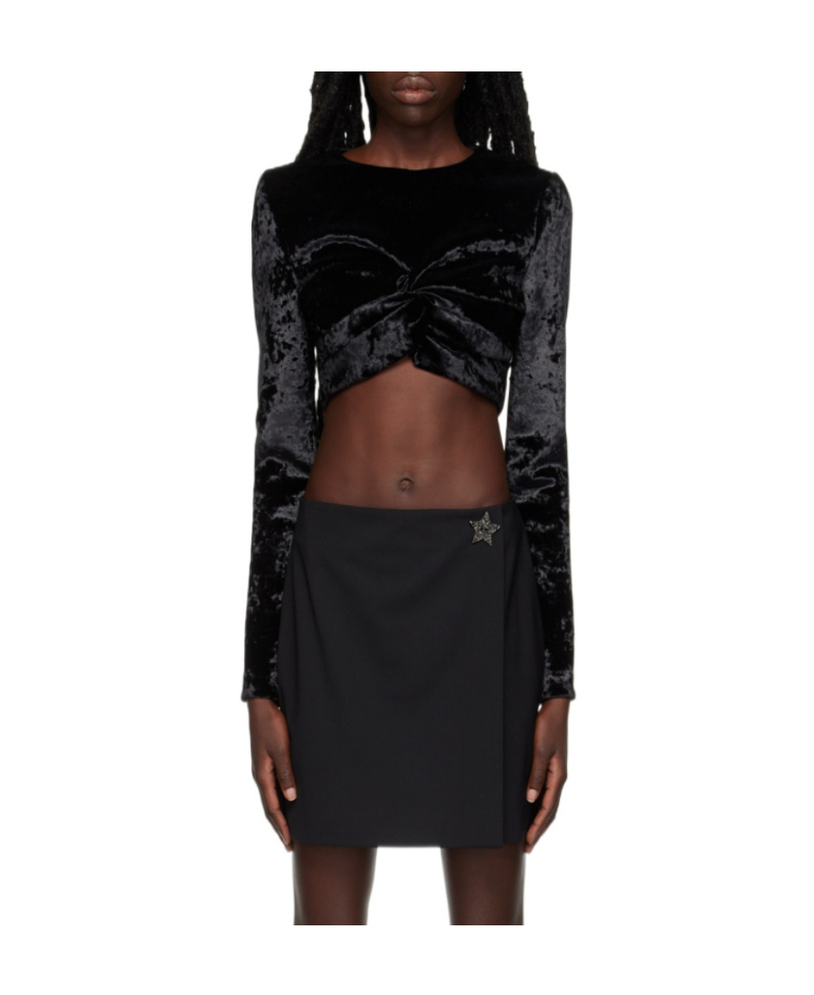 Msgm Black Twist Blouse In Black