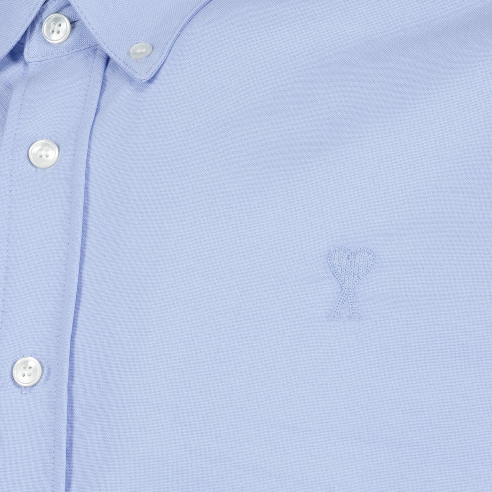 Ami Alexandre Mattiussi Ami Paris Ami De Coeur Logo Embroidered Long-sleeved Shirt In Blue