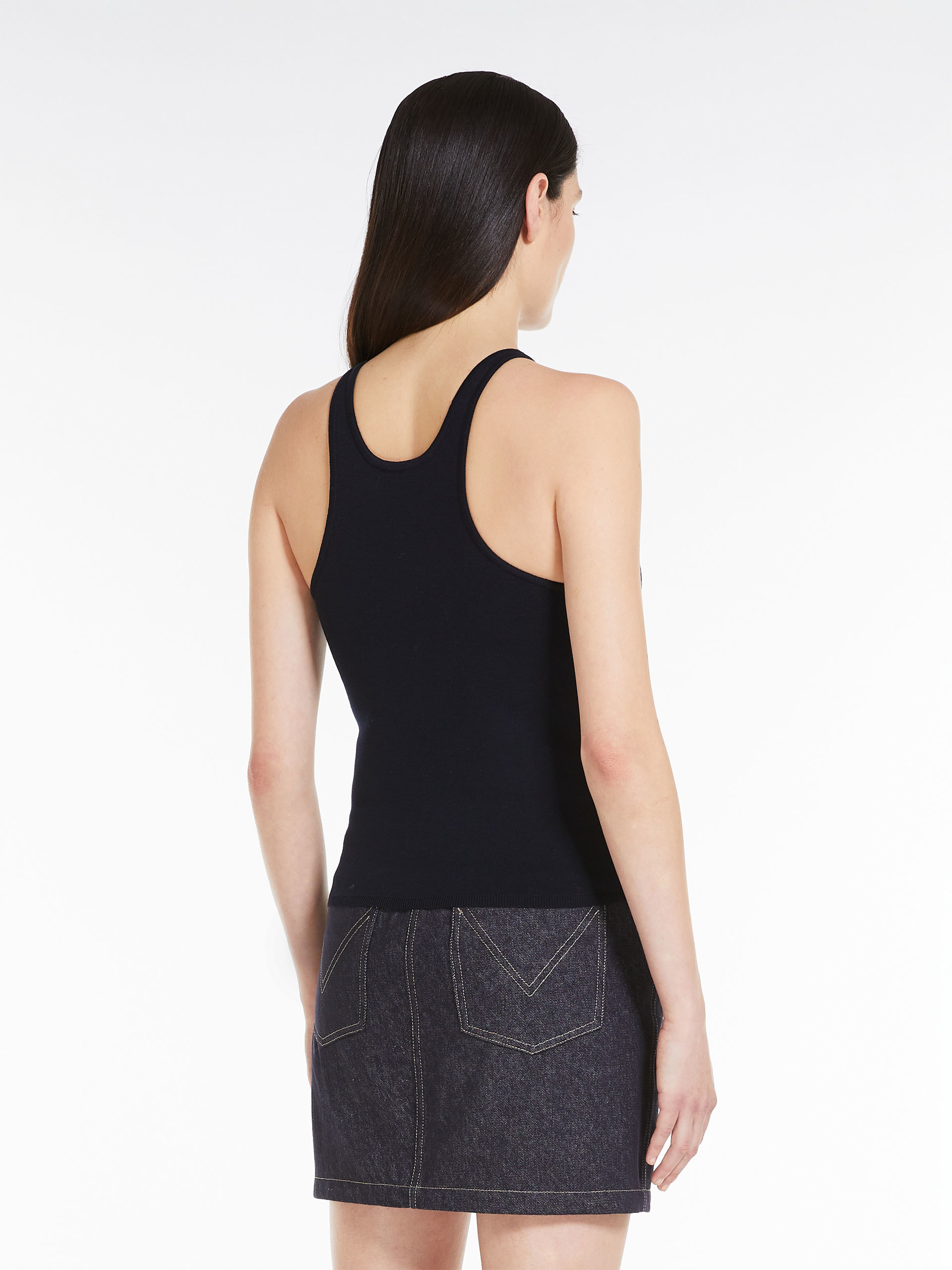 Max Mara Wool Neck Vest In Blue