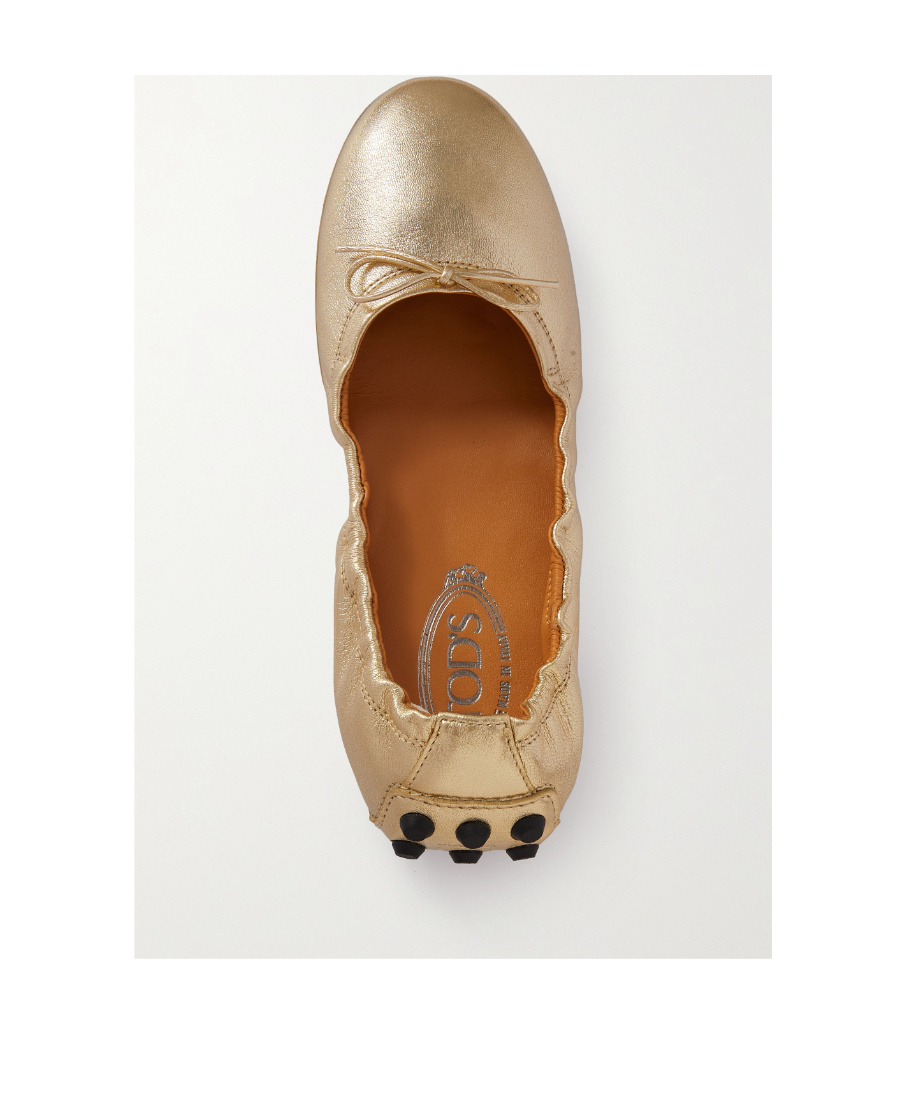 Tod's Women's Ball Leather Bow Ballet Flats In Nude