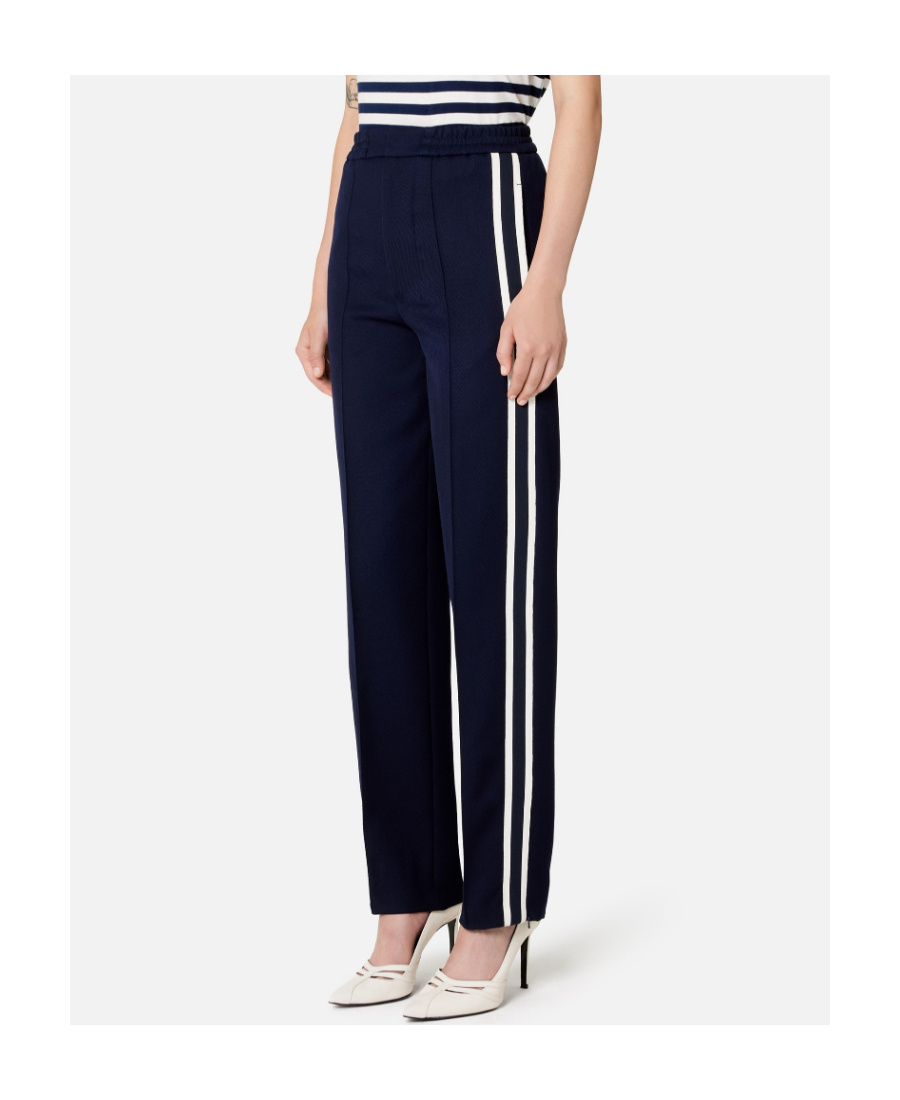 Shop Ami Alexandre Mattiussi Stripe-detail Straight-leg Trousers In Black
