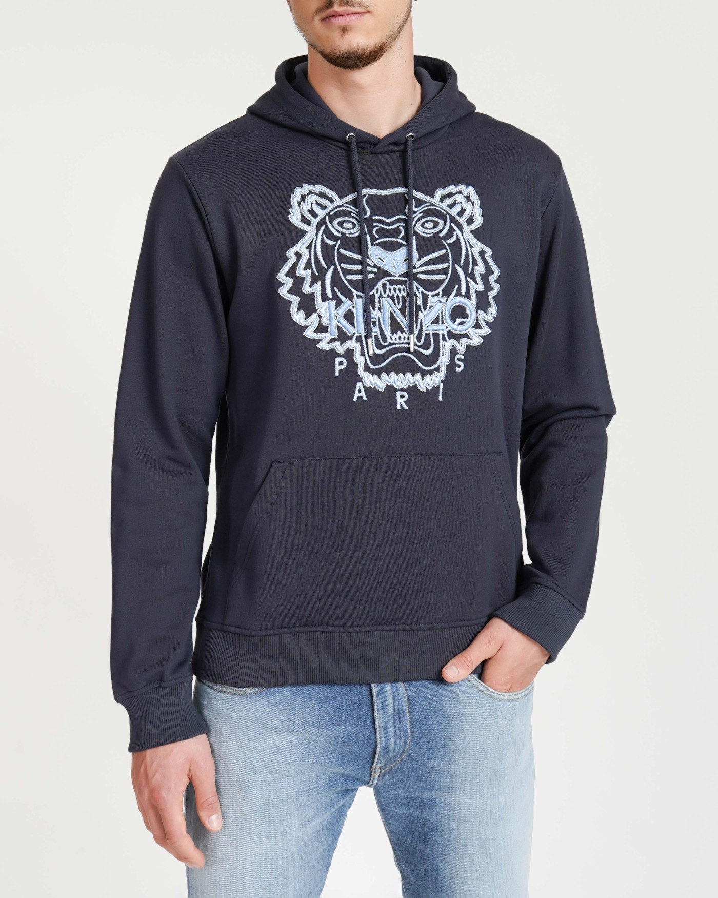 Kenzo Tiger Head-motif Cotton Hoodie In Black
