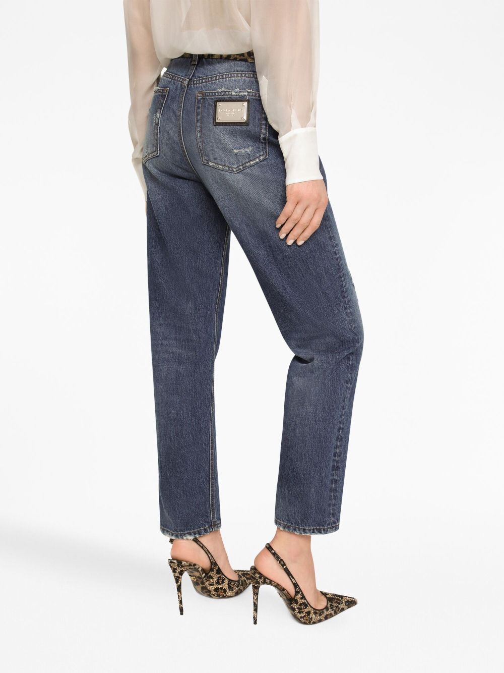 Dolce & Gabbana Logo-plaque Straight-leg Jeans In Blue