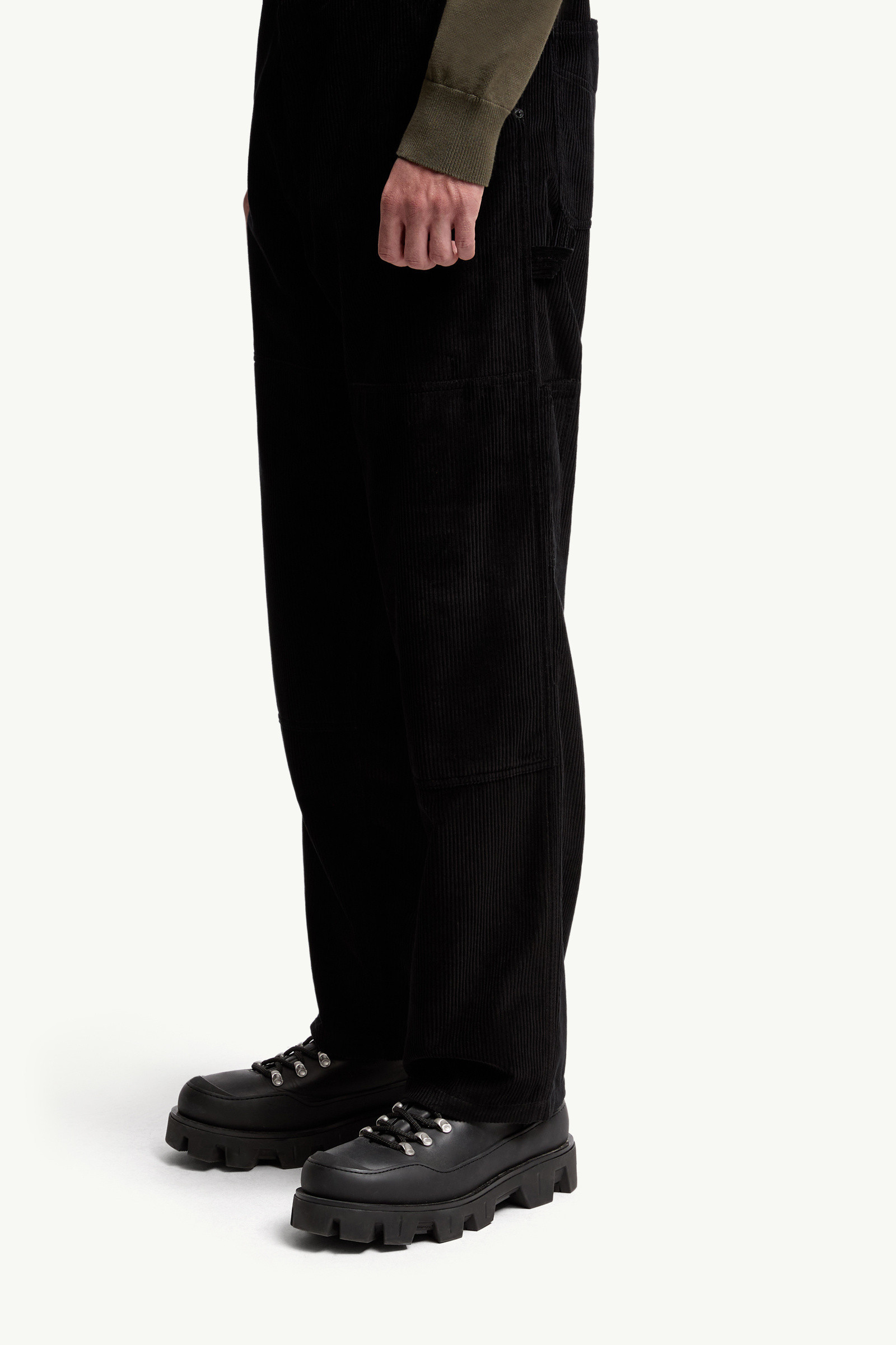 Moncler Corduroy-panel Trousers In Black
