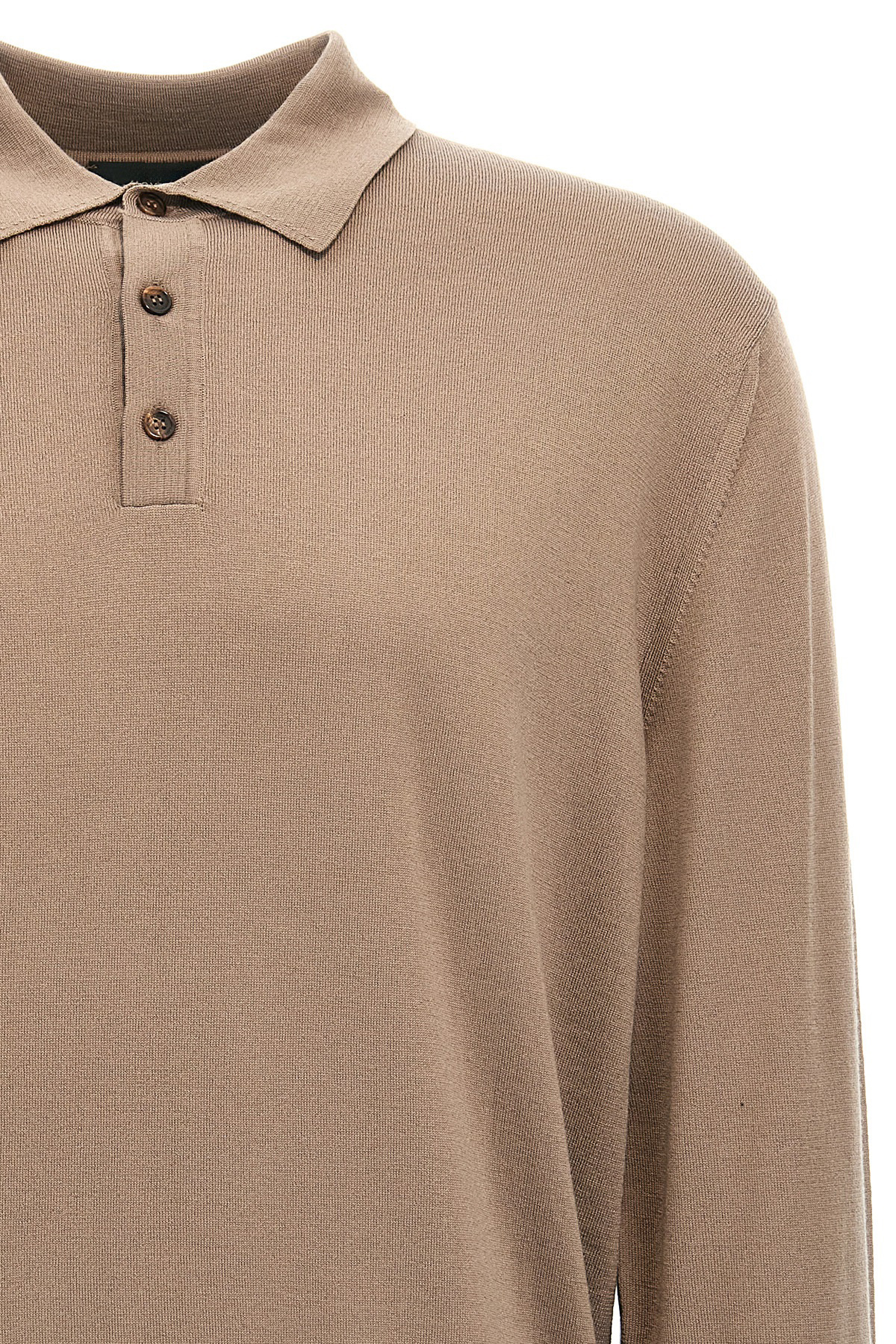 Zanone Wool Knit Polo Shirt With Classic Collar And Cuffed Sleeves In Brown
