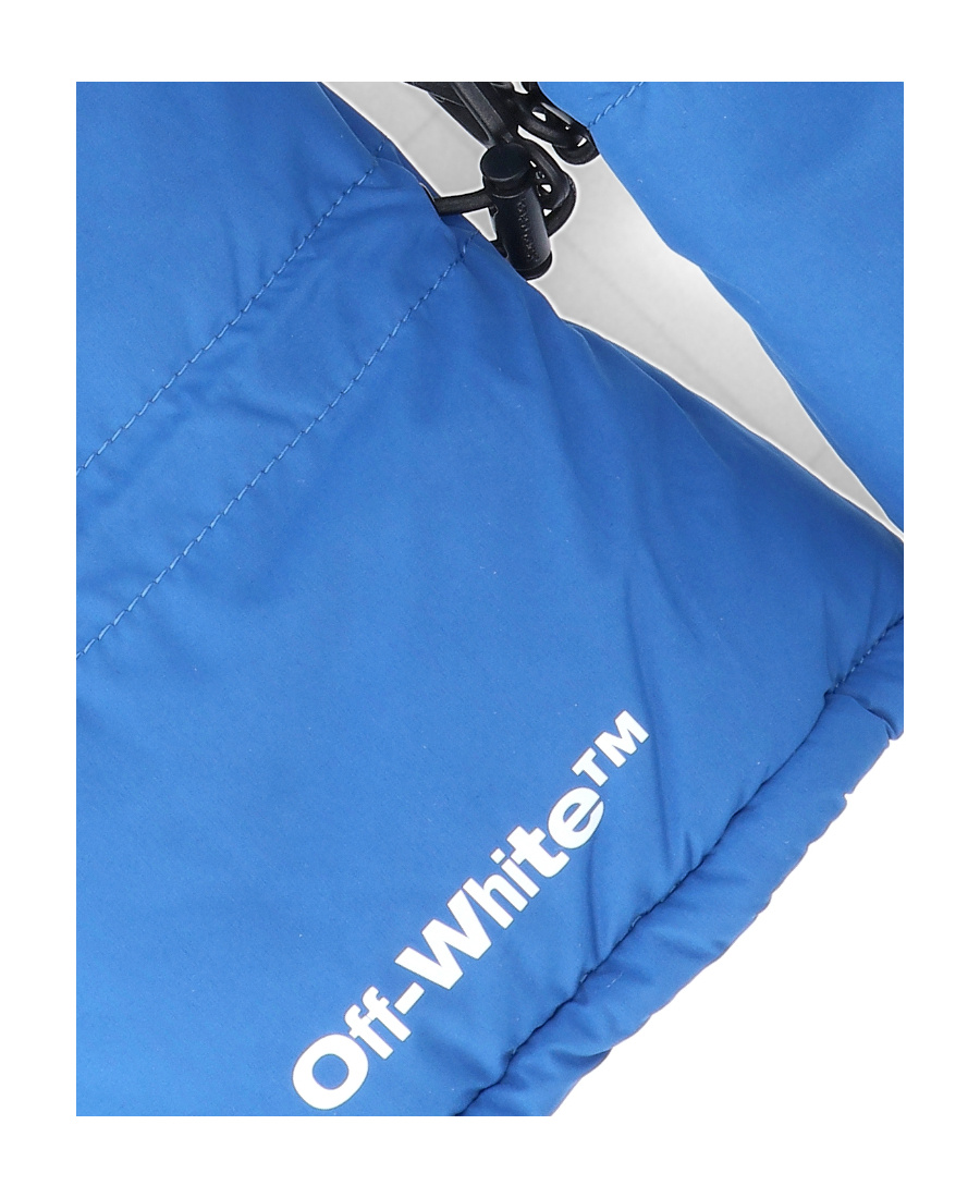 Off-white Logo Print Padded Mittens In Blue