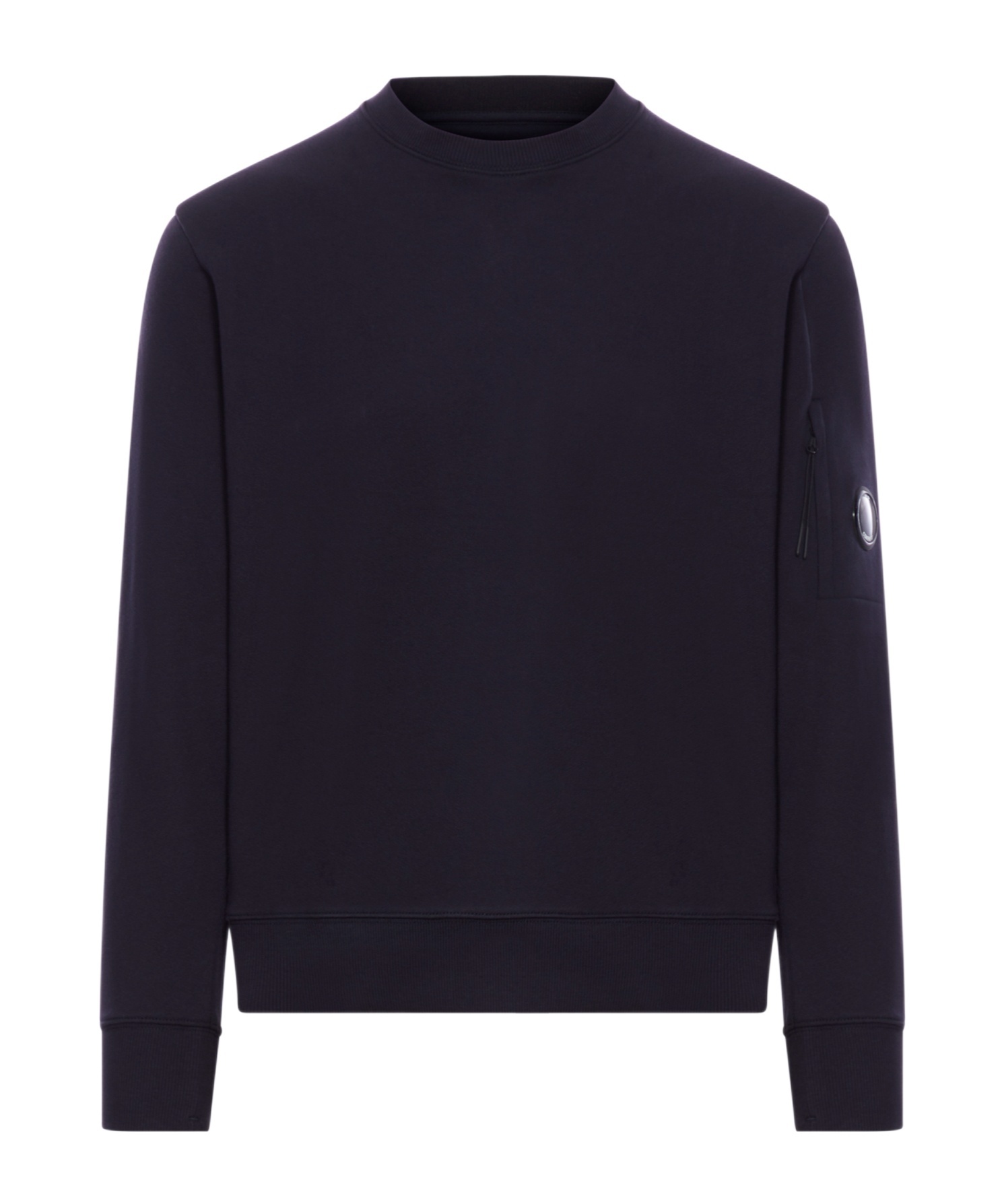 C.p. Company Black Diagonal Raised Fleece Crewneck Lens Sweatshirt In Black