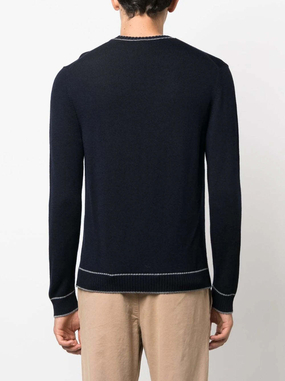 Eleventy Stripe-detail Wool Sweatshirt In Black