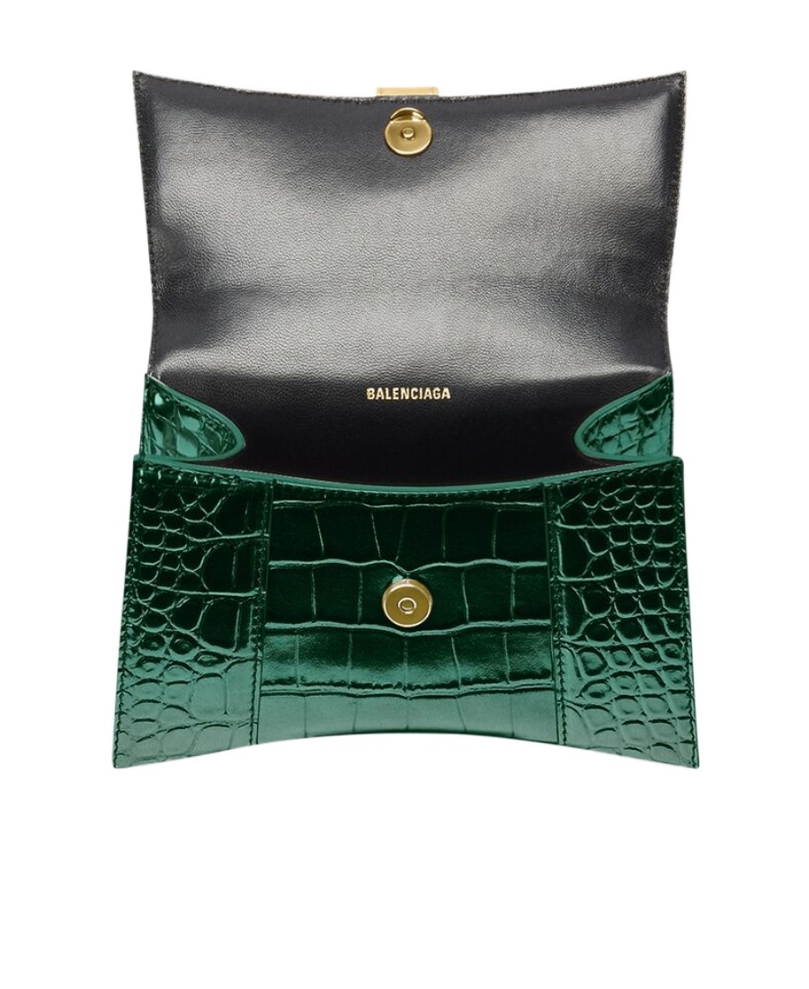 Balenciaga Borsetta Hourglass Xs Con Lavorazione Coccodrillo Da Donna In Verde In Green