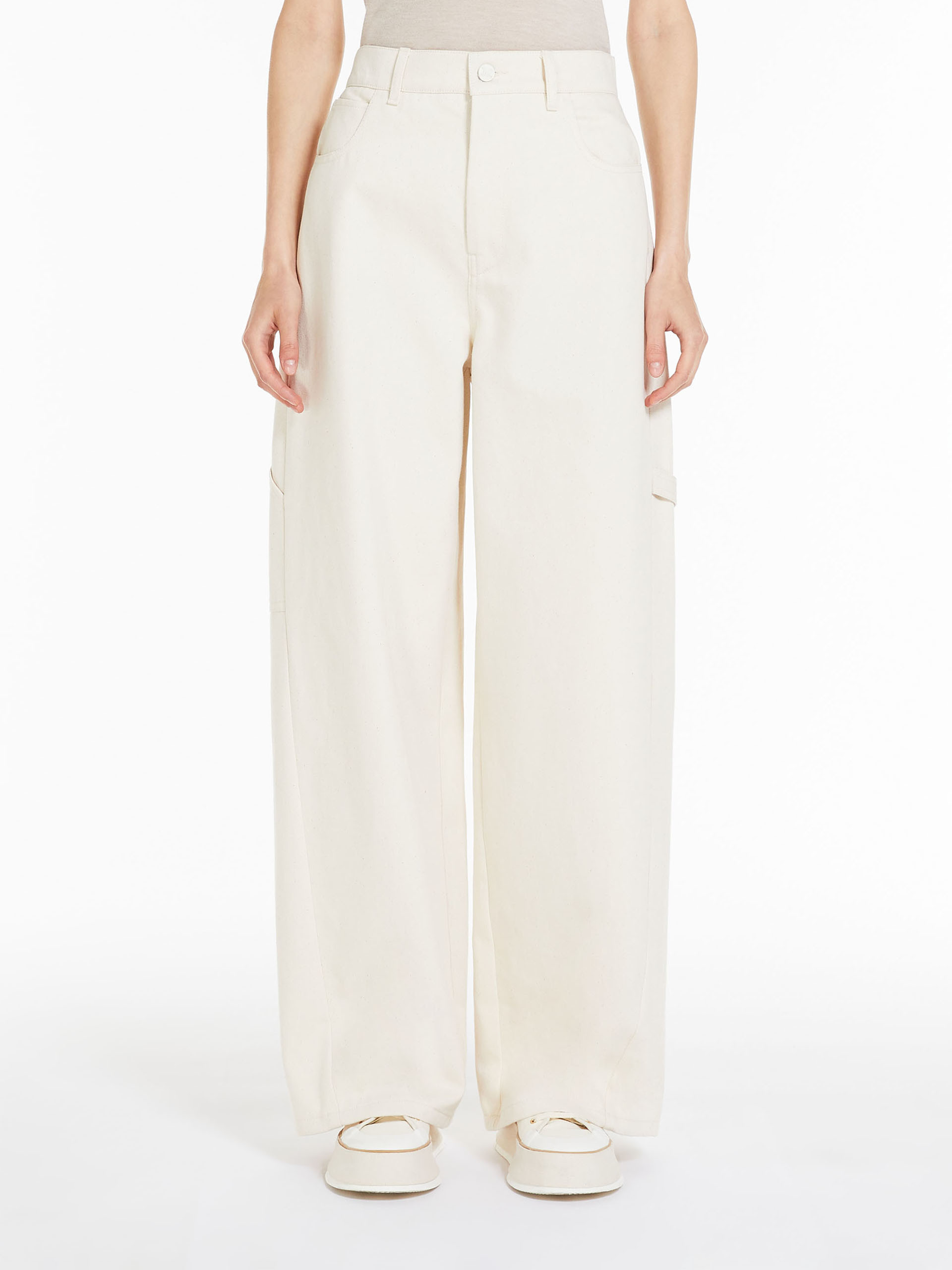 Max Mara Casual Pants With Logo Affixed In White